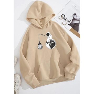 Tshirthane Unisex Uzay Temalı Baskılı Sweatshirt