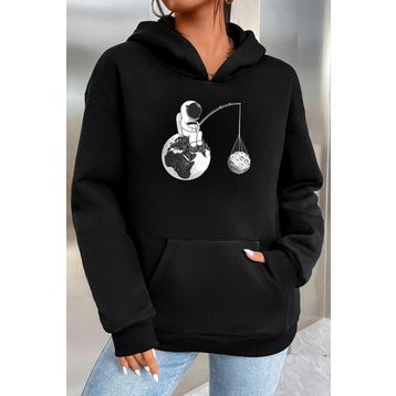 Tshirthane Unisex Uzay Temalı Baskılı Sweatshirt