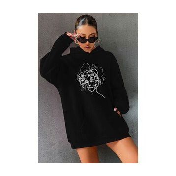 Tshirthane Unisex Woman one line Baskılı Sweatshirt