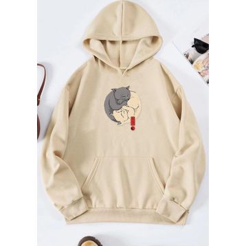 Tshirthane Unisex Yin Yang Cats Baskılı Sweatshirt