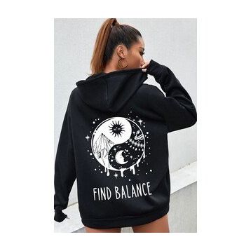 Tshirthane Unisex Yin & Yang Tasarım Sweatshirt