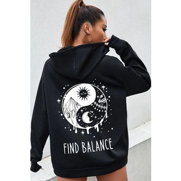 Tshirthane Unisex Yin & Yang Tasarım Sweatshirt