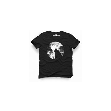 Tshirthane Wolf Moon Siyah Erkek Tshirt