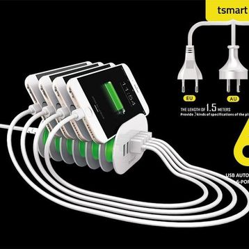 Tsmart Ergonomik Dizayn 6 USB Çıkışlı Şarj Cihazı
