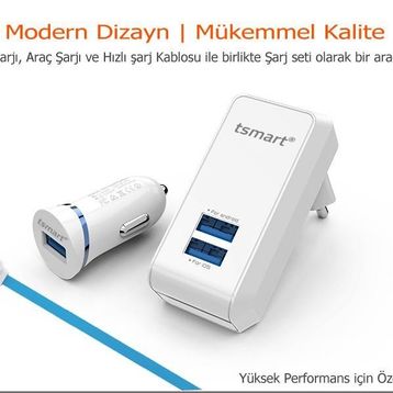 Tsmart iPhone Şarj Kablolu 3 in1 Şarj Seti