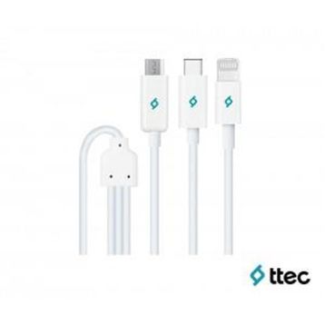 Ttec 2DK7521 Trio Type-C Beyaz Micro USB Şarj Kablosu