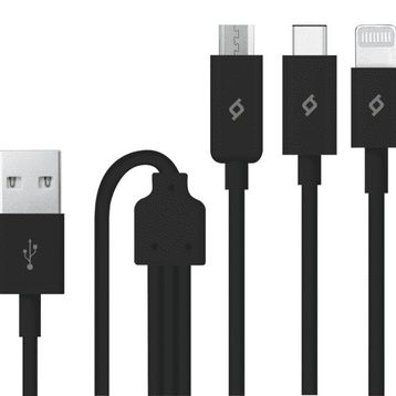 Ttec 2DK7521S Siyah Trio Type-C Lightning Micro USB 1.2 mt Şarj Kablosu