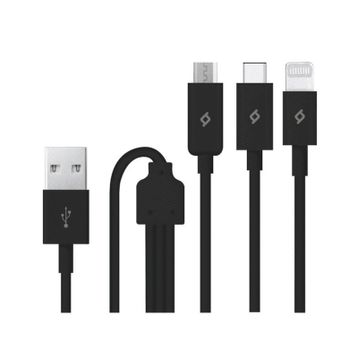 Ttec 2DK7521S Siyah Trio Type-C Lightning Micro USB 1.2 mt Şarj Kablosu