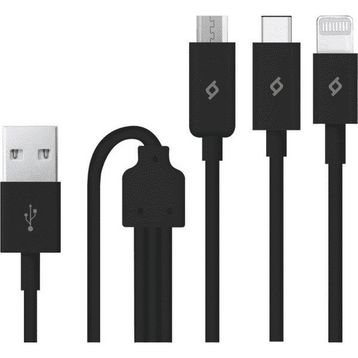 Ttec 2DK7521S Siyah Trio Type-C Lightning Micro USB 1.2 mt Şarj Kablosu