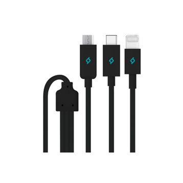 Ttec 2DK7521S Siyah Trio Type-C Lightning Micro USB 1.2 mt Şarj Kablosu