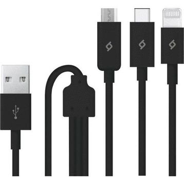 Ttec 2DK7521S Siyah Trio Type-C Lightning Micro USB 1.2 mt Şarj Kablosu