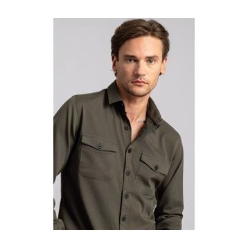 Tudors 1121441153 Slım Fit Düz Cepli Gabardin Erkek Gömlek