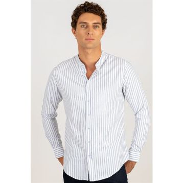 Tudors 1691144772 Slim Fit Uzun Kol Çizgili Hakim Yaka Erkek Gömlek