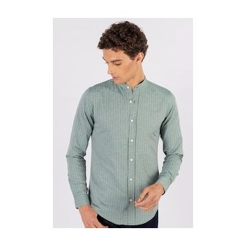 Tudors 1691144772 Slim Fit Uzun Kol Çizgili Hakim Yaka Erkek Gömlek