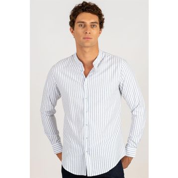 Tudors 1691144772 Slim Fit Uzun Kol Çizgili Hakim Yaka Erkek Gömlek