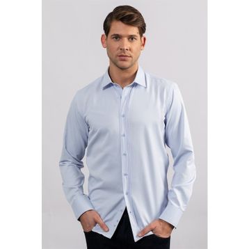 Tudors Modern Slim Fit Kendinden Desenli Düz Beyaz Gömlek