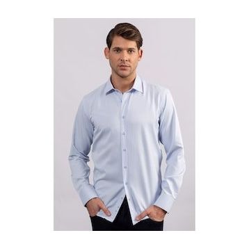 Tudors Modern Slim Fit Kendinden Desenli Düz Beyaz Gömlek