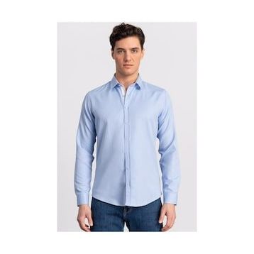 Tudors Slim Fit Dar Kesim Düz Spor Erkek Gömlek