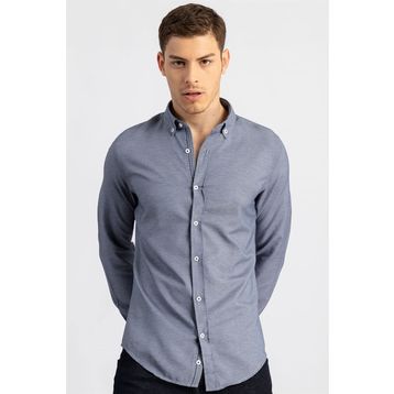 Tudors Slim Fit Dar Kesim Düz Spor Erkek Gömlek