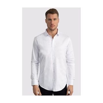Tudors Slim Fit Dar Kesim Likralı Düz Saten Erkek Gömlek