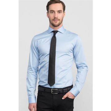 Tudors Slim Fit Dar Kesim Pamuk Saten Erkek Gömlek