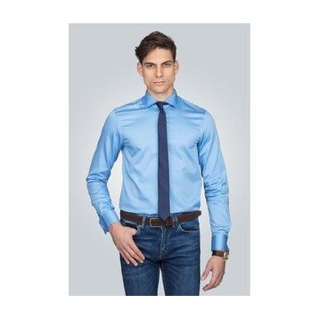 Tudors Slim Fit Dar Kesim Pamuk Saten Erkek Gömlek