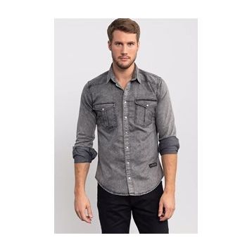 Tudors Slim Fit Dar Kesim Uzun Kol Erkek Kot Gömlek