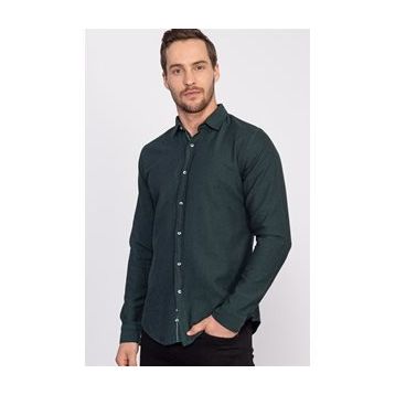 Tudors Slim Fit Dar Kesim Uzun Kol Erkek Kot Gömlek