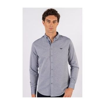 Tudors Slim Fit Dar Kesim Uzun Kol Poplin Oxford Erkek Gömlek