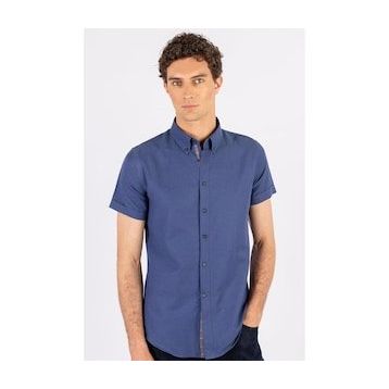 Tudors Slim Fit Kisa Kol Oxford Doku Garnili Erkek Gömlek
