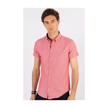 Tudors Slim Fit Kisa Kol Oxford Doku Garnili Erkek Gömlek