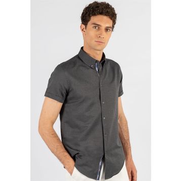 Tudors Slim Fit Kisa Kol Oxford Doku Garnili Erkek Gömlek