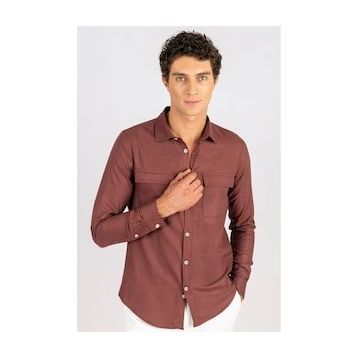 Tudors Slim Fit Uzun Kol Çift Cep Pamuk Keten Erkek Gömlek