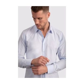 Tudors Terry Cotton Slim Fit Dar Kesim Turkuaz Erkek Gömlek