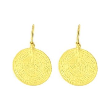 Tuğrul Altın T001861 Altın Osmanlı Tuğralı Küpe