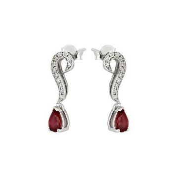 Tuğrul Altın T51 0.09 ct Pırlantalı Yakut Küpe