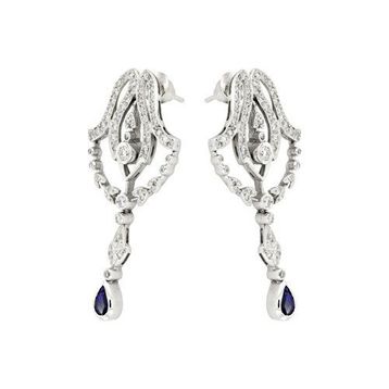 Tuğrul Altın T51 1.02 Karat Pırlanta Safir Küpe