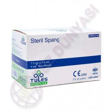 Tules 7.5x7.5 cm 100 Adet 10 Paket Spanç Non-Woven Kumaş Emici Kompres