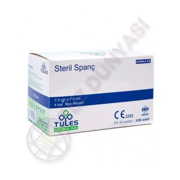 Tules 7.5x7.5 cm 100 Adet Spanç Non-Woven Kumaş Emici Kompres