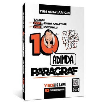 Tüm Adaylar İçin 10 Adımda Paragraf Video Konu Anlatımlı ve Video Çözümlü Soru Bankası - Yediiklim Yayınları