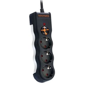 Tunçmatik TSK19010 3'lü 1050 J 1.5 mt Siyah Powersurge Akım Korumalı Priz
