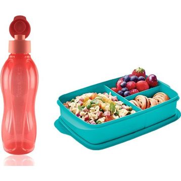 Tupperware Bölmeli 1 lt Beslenme Kutusu ve 750 ml Mercan Eko Şişe Beslenme Seti