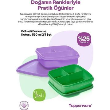Tupperware Bölmeli 2 Adet 550 ml Beslenme Kutusu