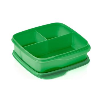 Tupperware Bölmeli Kare 550 ml Doğa Yeşil Beslenme Kutusu