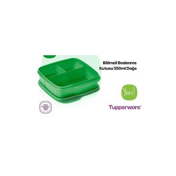 Tupperware Bölmeli Kare 550 ml Sorbe Yeşil Beslenme Kutusu