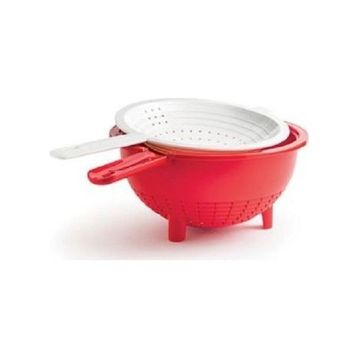 Tupperware Kırmızı Çift Süzgeç