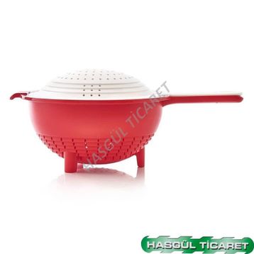Tupperware Kırmızı Çift Süzgeç