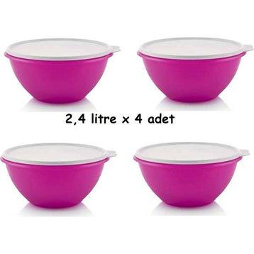 Tupperware Mucize Kap 4x2.4 lt Pembe Hazırlama Saklama Kabı