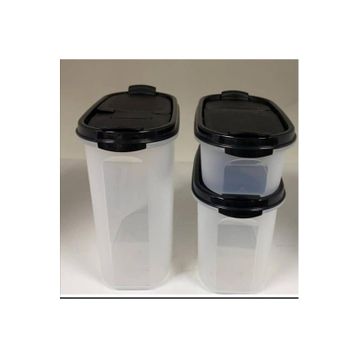 Tupperware Oval 3'lü Siyah Kuru Gıda Saklama Kabı