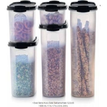 Tupperware Oval 5'li Siyah Saklama Kabı